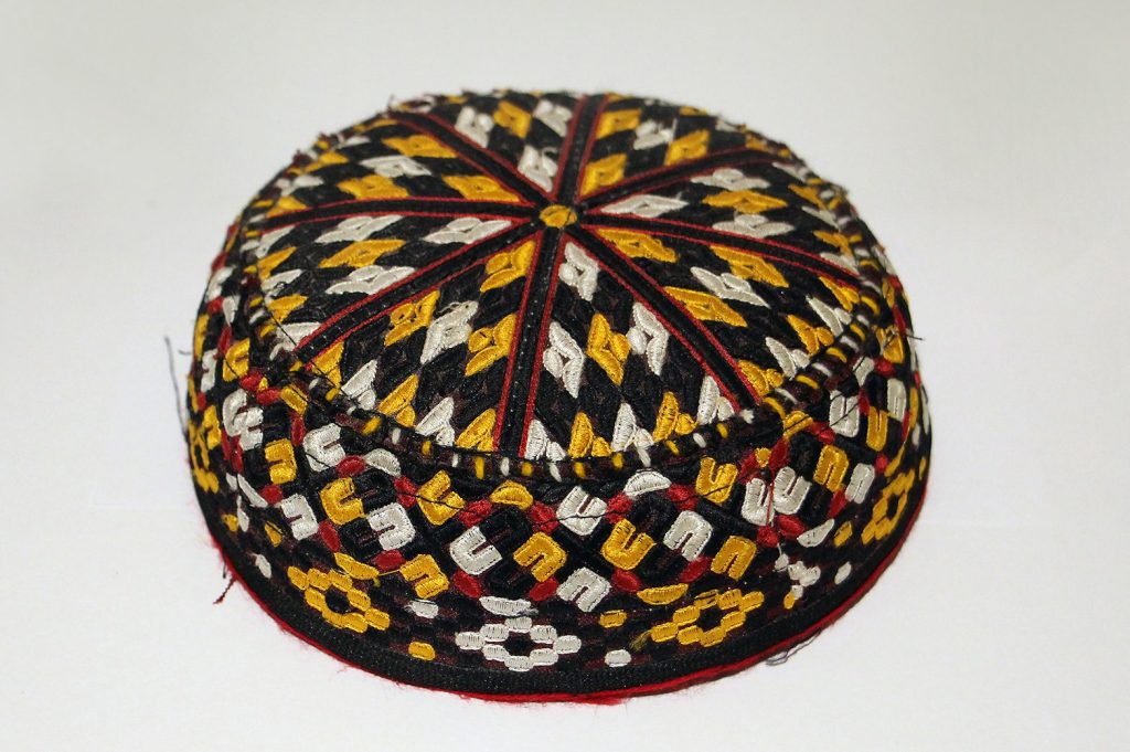 Fig. 9.  My Takhya, silk embroidered by machine, Niloufar. Turkmen Takhya. 8 Oct. 2023.