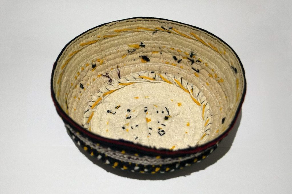 Fig. 12. Inside my takhya, made of lightweight muslin, and silk embroidered by hand, Niloufar. Turkmen Takhya. 8 Oct. 2023.