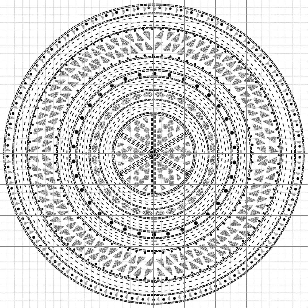 Fig. 23. The pattern of my Takhya on the computer using Adobe Illustrator, Niloufar. Turkmen Takhya. 27 Dec. 2023.